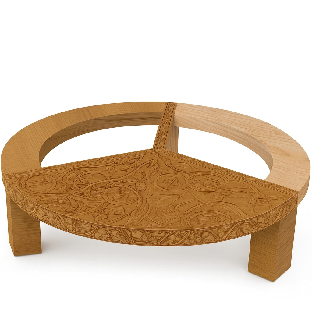 Tavolino rotondo in legno intagliato-woodhomecraft